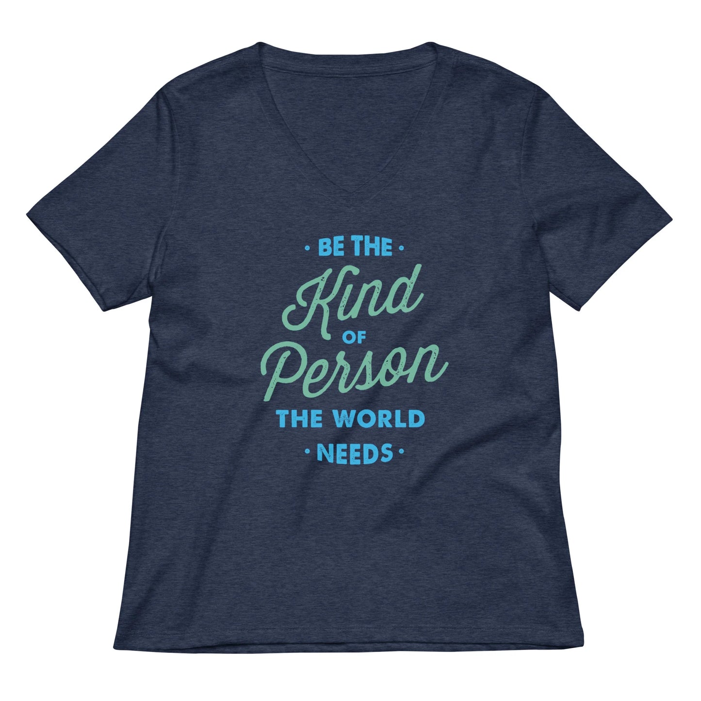 FINAL SALE - Size Large - Kind Person - Women’s V-Neck Tee - Heather Navy