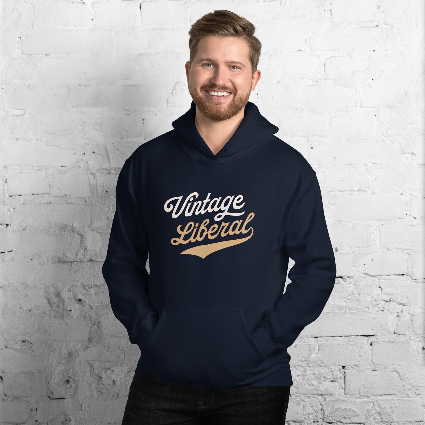 Vintage Liberal - Light Logo - Hooded Sweatshirt