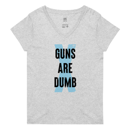 Guns Are Dumb - Dark Logo - Women’s V-Neck Tee